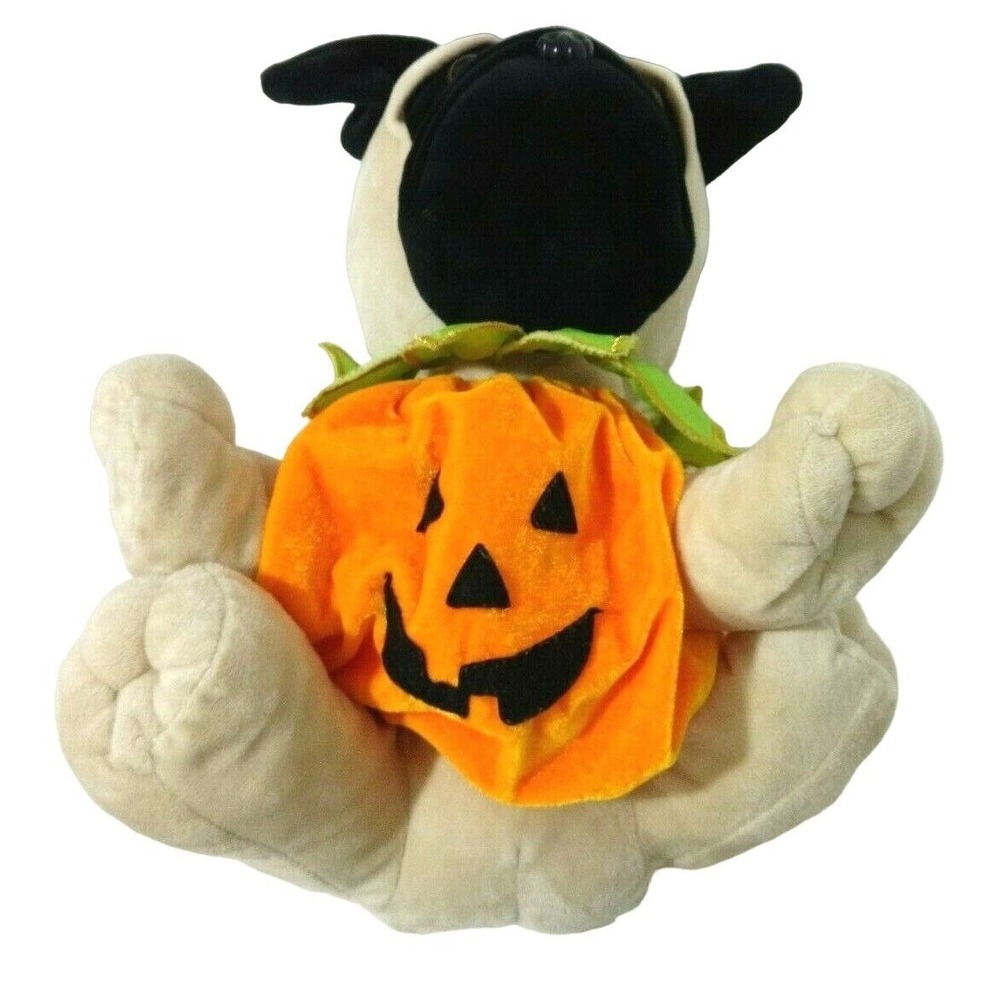 Pug Plush 12" Halloween Pumpkin Costume Stuffed Animal Tan Dog Fall Color Soft - Picture 2 of 5